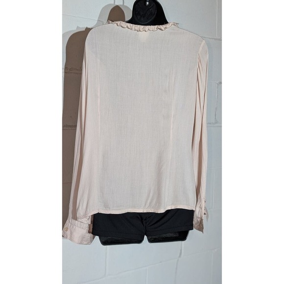 iLook Ruffled Blouse Top Long Sleeve Button Down Embellished Collar Large - Picture 4 of 5
